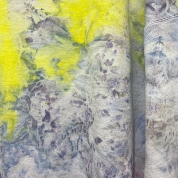 NWOT Hand Dyed Pink Grey Neon Yellow Tie Dye Sweater - Size XL - Picture 5 of 15